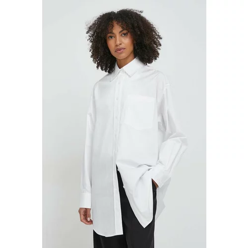 Calvin Klein Pamučna košulja za žene, boja: bijela, relaxed, s klasičnim ovratnikom