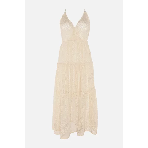 Trendyol White Ruffle Detailed Lace Beach Dress