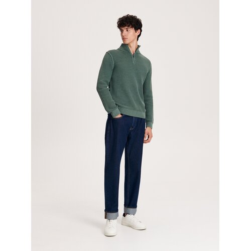 Reserved pulover s pokončnim ovratnikom - zelena Cene