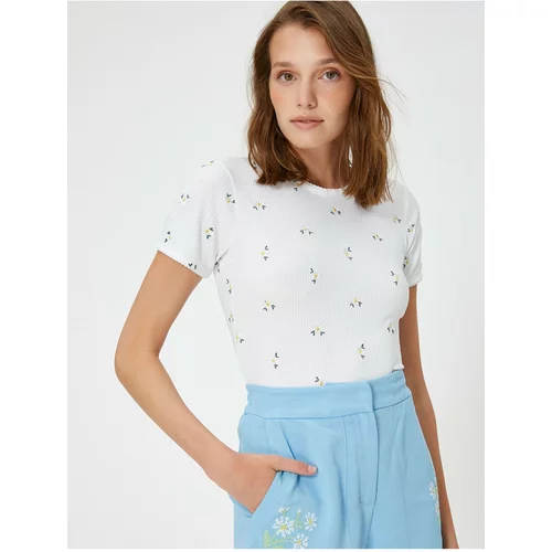 Koton Rachel Araz X - Short Sleeve Floral Crew Neck T-Shirt