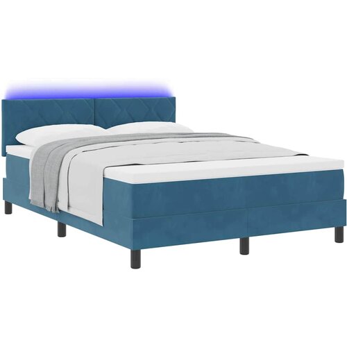  LED Box Spring Krevet Tamno plava 140 x 200 cm Bar&amp;scaron;un Slike
