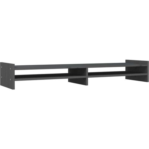  Stalak za monitor sivi 100x27x15 cm od masivne borovine Slike