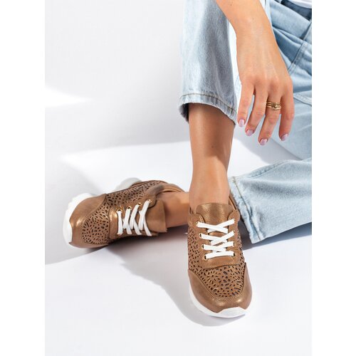 SHELOVET Openwork sneakers with hidden wedge brown Slike