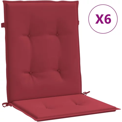 vidaXL Jastuci za vrtne stolice 6 kom crvena boja vina 100 x 50 x 3 cm