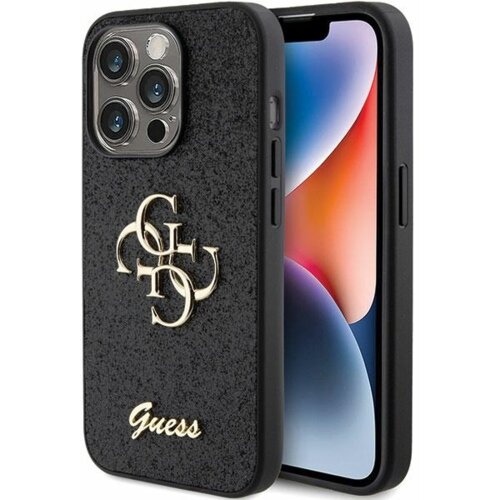 Guess GUHCP15XHG4SGK silikonski ovitek za iPhone 15 Pro Max - črn z bleščicami in zlatim logom Cene