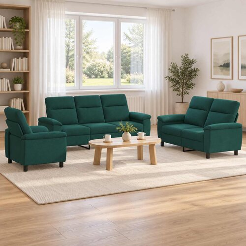 Set sofe 3 pcs Tamnozelena Tkanina Cene