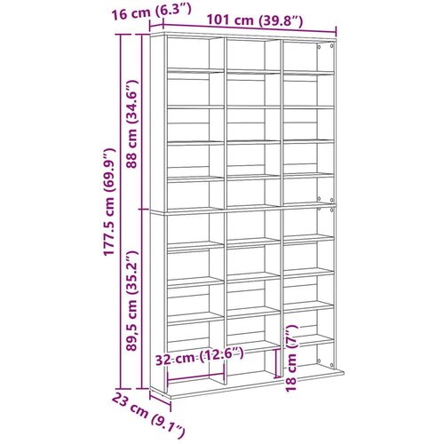 VidaXL CD omarica iz umetnega hrasta - 101x23x177.5 cm narejena iz inženirskega lesa Slike