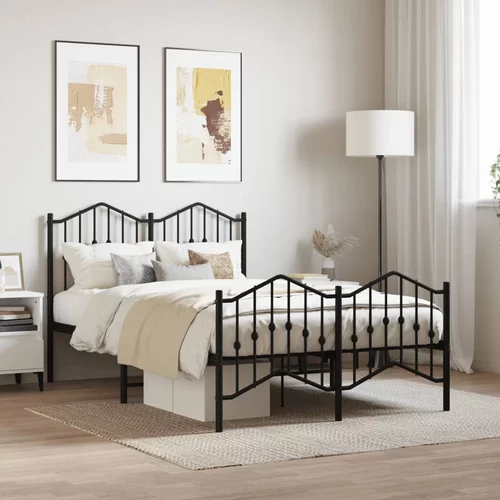 vidaXL Metalni okvir kreveta s uzglavljem i podnožjem crni 120x200 cm