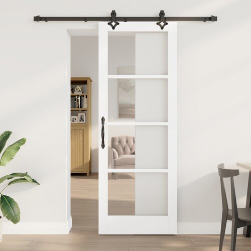 vidaXL Drsna vrata s kompletom opreme 'ORKDAL'bela masivni les in steklo, Notranja vrata s steklom 'ORKDAL'bela 78x211x4 cm Cene