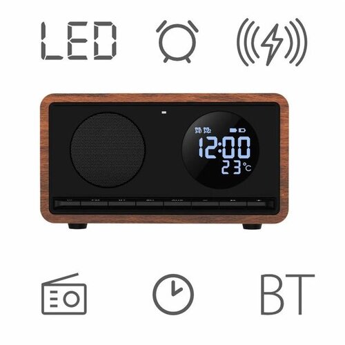 Manta budilica FM, BT, QI punj, veliki zaslon, microSD, baterija, crni RDI912B Cijene