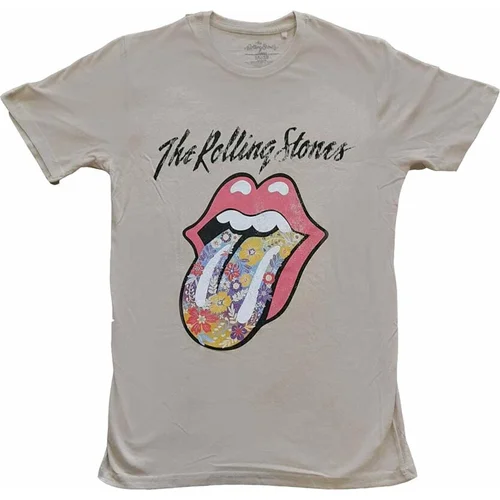 The Rolling Stones Košulja Flowers Tongue Unisex Sand 2XL