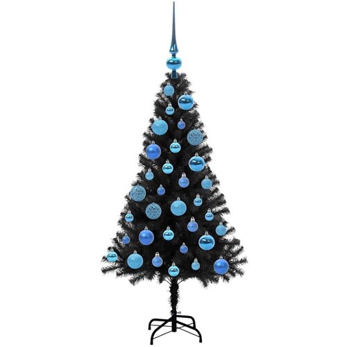 VidaXL Božićno drvce s 150 LED svjetlima s stalakom Crna 120 cm PVC Slike