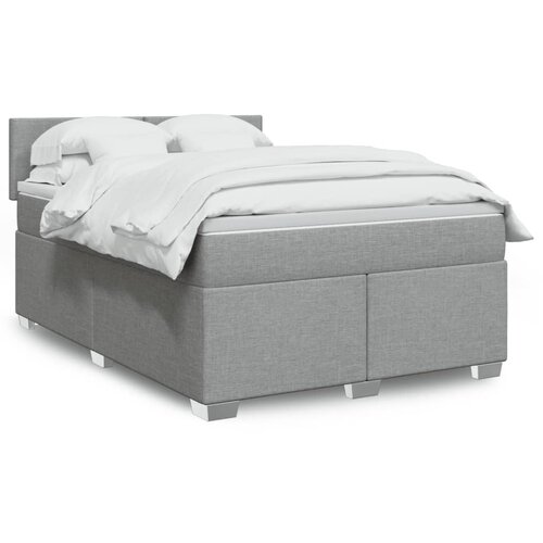 VidaXL Krevet box spring s madracem svjetlosiva 160x200 cm tkanina Slike