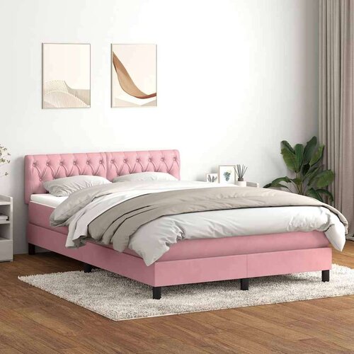 Box spring postelja z vzmetnico roza 140x220 cm žamet, (22011256) Cene