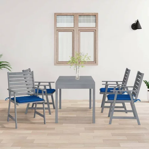  Zunanji jedilni stoli z blazinami 4 kosi trden akacijev les, (20659956)
