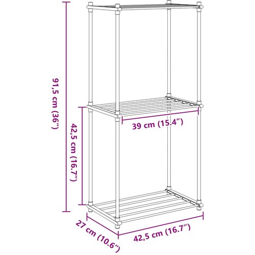  Cijevna polica s pohranom Bijelo 42,5 x 27 x 91,5 cm Aluminij Slike