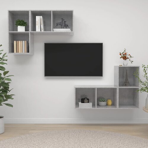  Zidni TV ormarići 4 kom siva boja betona od konstruiranog drva Cijene