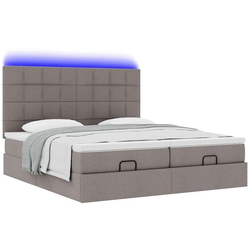 VidaXL otomanski okvir kreveta s madracima smeđesivi 200x200cm tkanine Slike