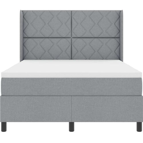  LED Box Spring Krevet Svijetlo siva 140 x 200 cm tkanina Slike