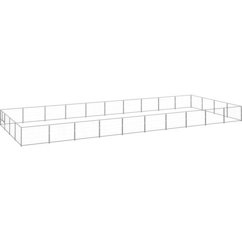 vidaXL Pasji boks srebrn 40 m² jeklo Cene
