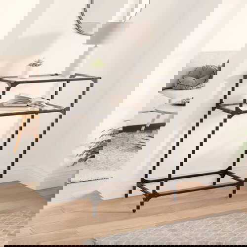 VidaXL Konzolna mizica s stekleno povr&amp;scaron;ino 60x35x81 cm jeklo Slike