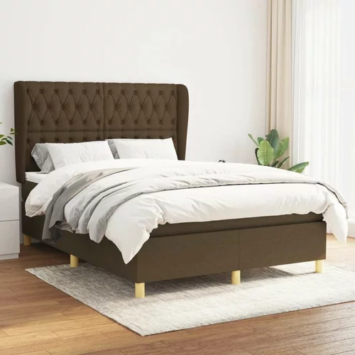 Box spring postelja z vzmetnico temno rjav 140x190 cm blago, (20724888)