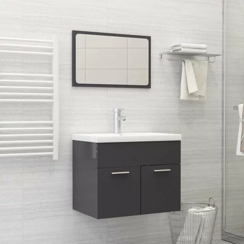  Komplet kopalniškega pohištva visok sijaj sive barve iverna pl., (20680999)