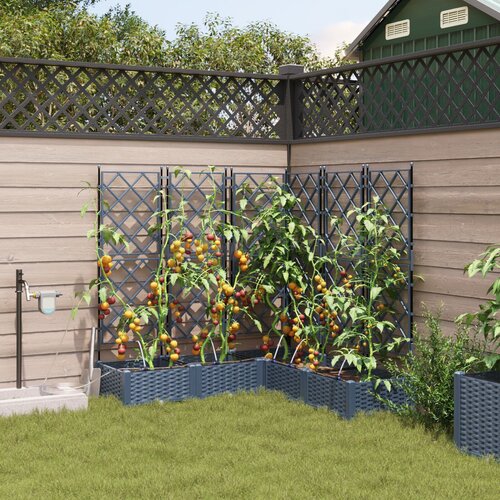 VidaXL Vrtno Cvetlično Korito Sivo Plastika 120 x 120 x 126 cm Slike