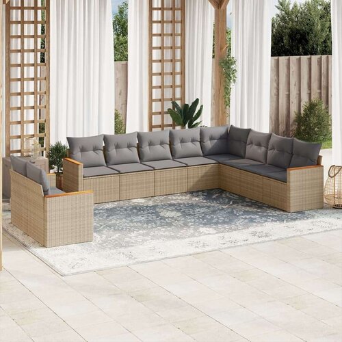  10-dijelni set vrtnih sofa s jastucima bež od poliratana Cene