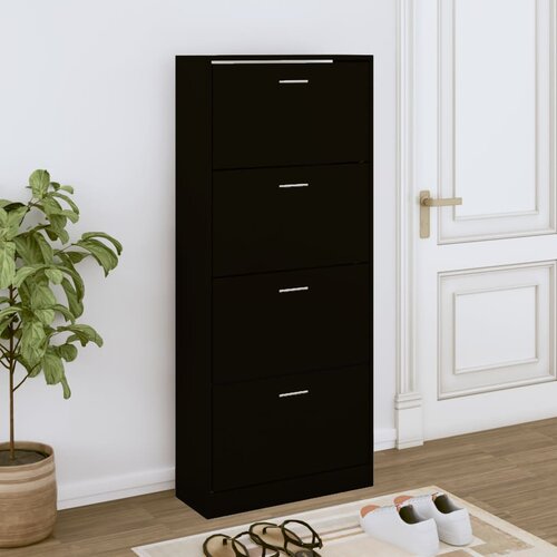 The Living Store Omarica za čevlje črna 63x24x147 cm inženirski les - Omarica Za Čevlje, (21433991) Slike