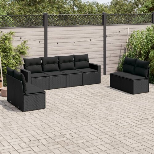 VidaXL 8-dijelni set vrtnih sofa od poliratana s jastucima crni Slike