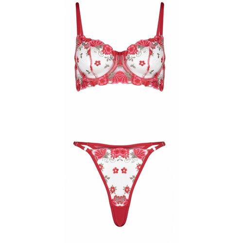Trendyol Red Floral Embroidery Capless Knitted Lingerie Set Cene