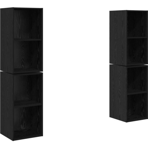 vidaXL TV Kabinet za Zid s policom s pohranom 4 pcs Crni hrast 37 x 37 x 72 cm Cijene