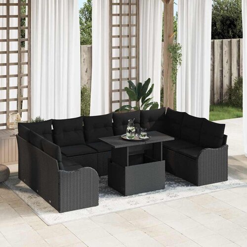  Sjedeća garnitura za vrt 10 kom. Crna Poli ratan 289 x 177,5 x 85 cm Cijene