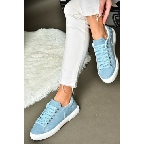 Fox Shoes Blue Denim Fabric Women's Sports Shoes Sneakers Slike