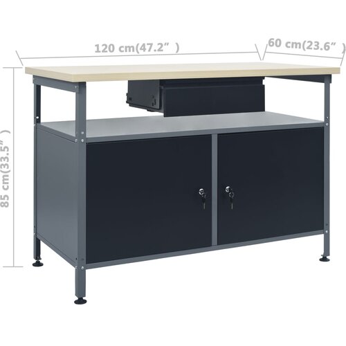  Radni stol crni 120 x 60 x 85 cm čelični Slike