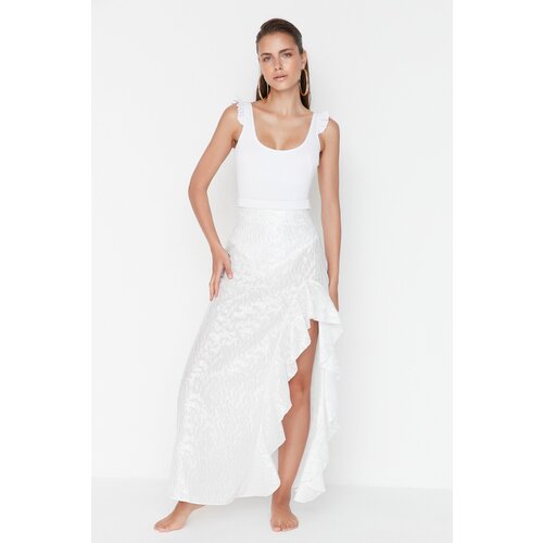 Trendyol Ecru Viscose Flywheel Beach Skirt Cene