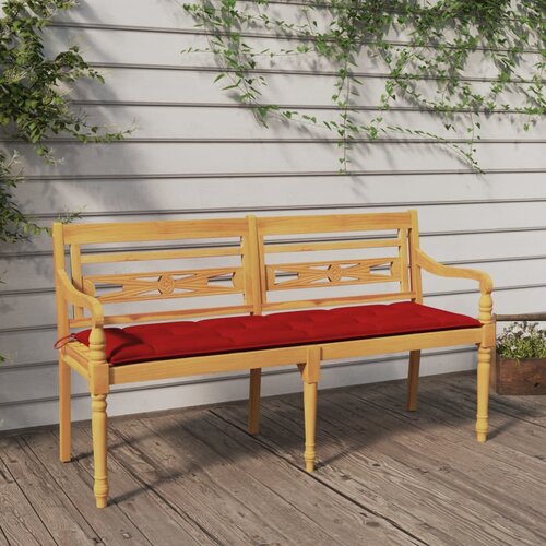 vidaXL klop batavia z rdečo blazino 150 cm trdna tikovina Cene