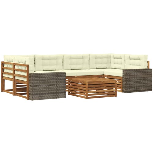 Set vanjskih sofa 7 kom. Prirodna i krem Poliester Slike