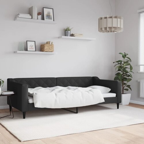 VidaXL Dnevni krevet crni 90 x 200 cm od tkanine Slike