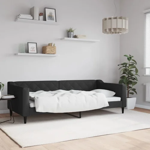 vidaXL Dnevni krevet crni 90 x 200 cm od tkanine vidaXL Dnevni krevet crni 90 x 200 cm od tkanine