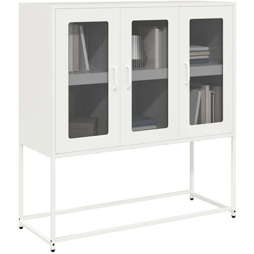 vidaXL Komoda bela 100,5x39x107 cm hladno valjano jeklo Cene