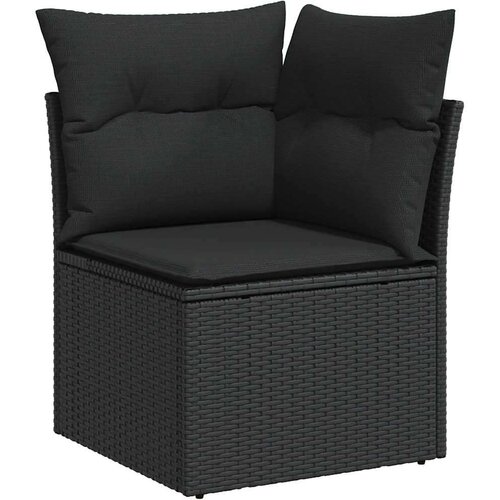 8-dijelni set vrtnih sofa od poliratana s jastucima crni Slike