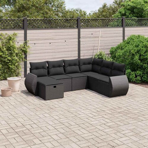  7-dijelni set vrtnih sofa od poliratana s jastucima crni Crna 70 x 62.5 x 69 cm Cene