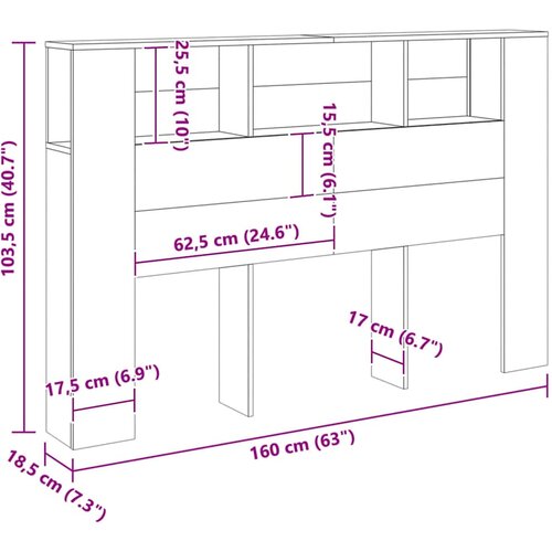 s uzglavljem Artisan hrast 160x18,5x103,5 cm Konstruirano drvo Slike