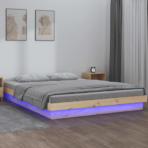  The Living Store LED posteljni okvir 160x200 cm trden les - Posteljni Okvir, (21445802) Slike