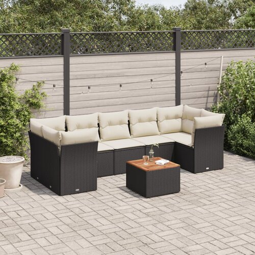  8-dijelni set vrtnih sofa od poliratana s jastucima crni Cijene