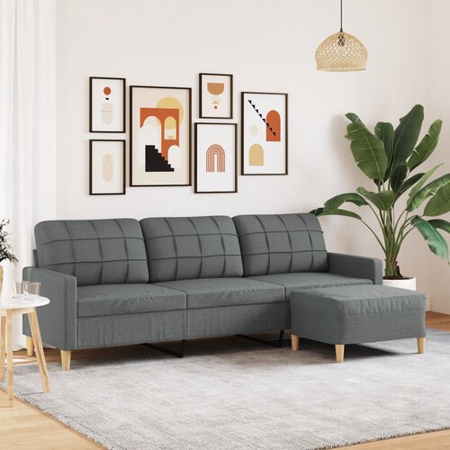 vidaXL Trosjed s tabureom tamnosivi 210 cm od tkanine Cijene