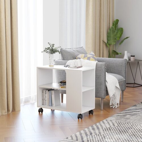VidaXL Stranska mizica bela 70x35x55 cm iverna plo&amp;scaron;ča Slike