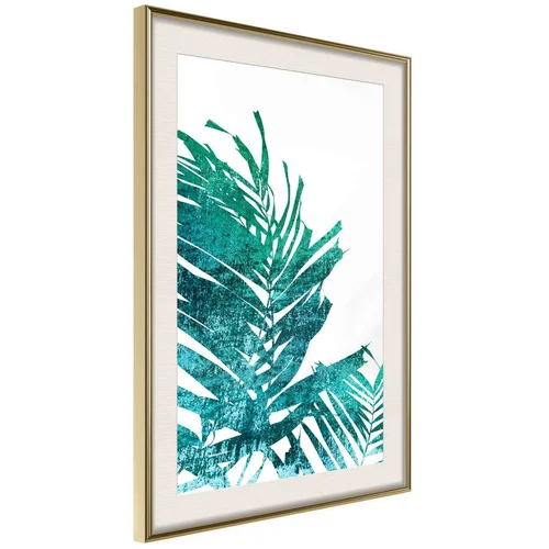  Poster - Teal Palm on White Background 30x45